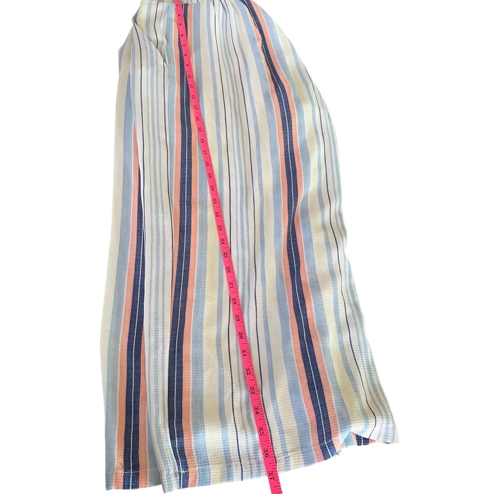 Studio JPR Womens XL Wide Leg Crop Pants Blue Pink Striped Nautical Button Trim - Picture 9 of 11